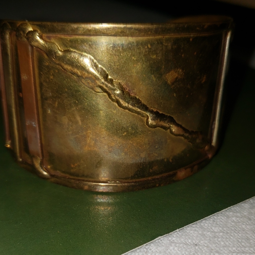 Vintage Handwrought Brass And Copper Mens Bracelet. Good Vintage   Old Condition